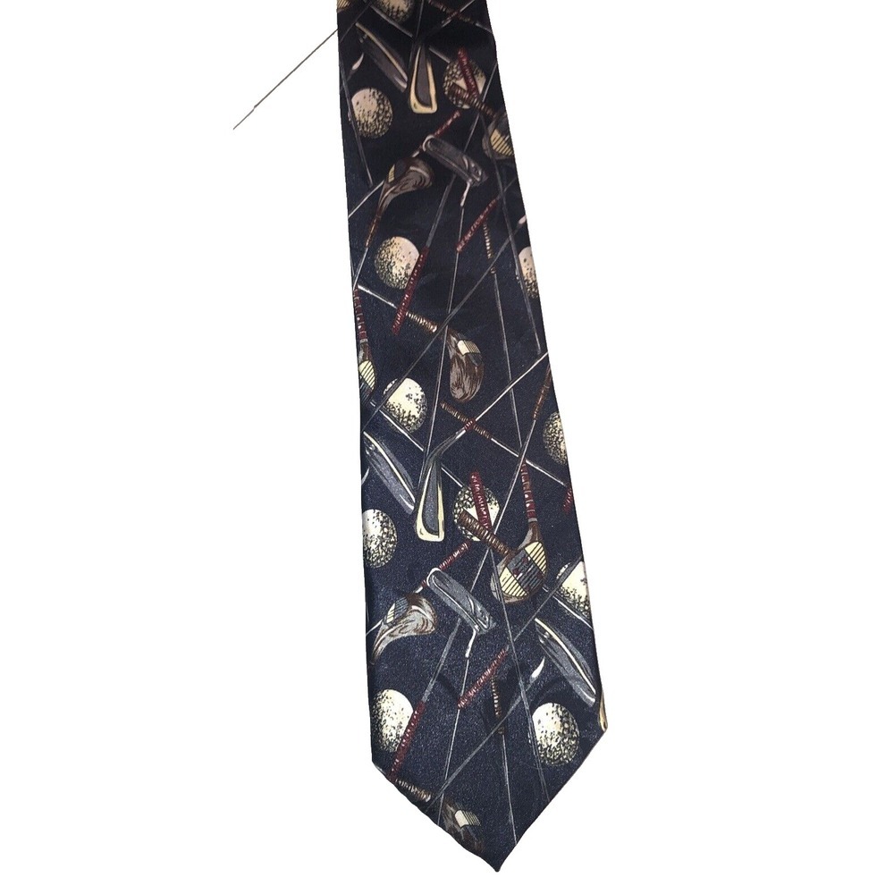 2X A ROGERS Mens The 4th Hole Golf Clubs Balls Polyester Sports Necktie Novelty - Picture 4 of 16